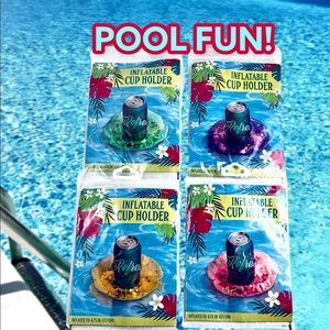 NEW Inflatable Cup Holders Pink, Yellow, Purple, & Green! Floats! 6.75"